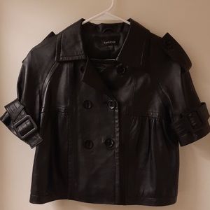 Bebe Black Leather Cropped Jacket